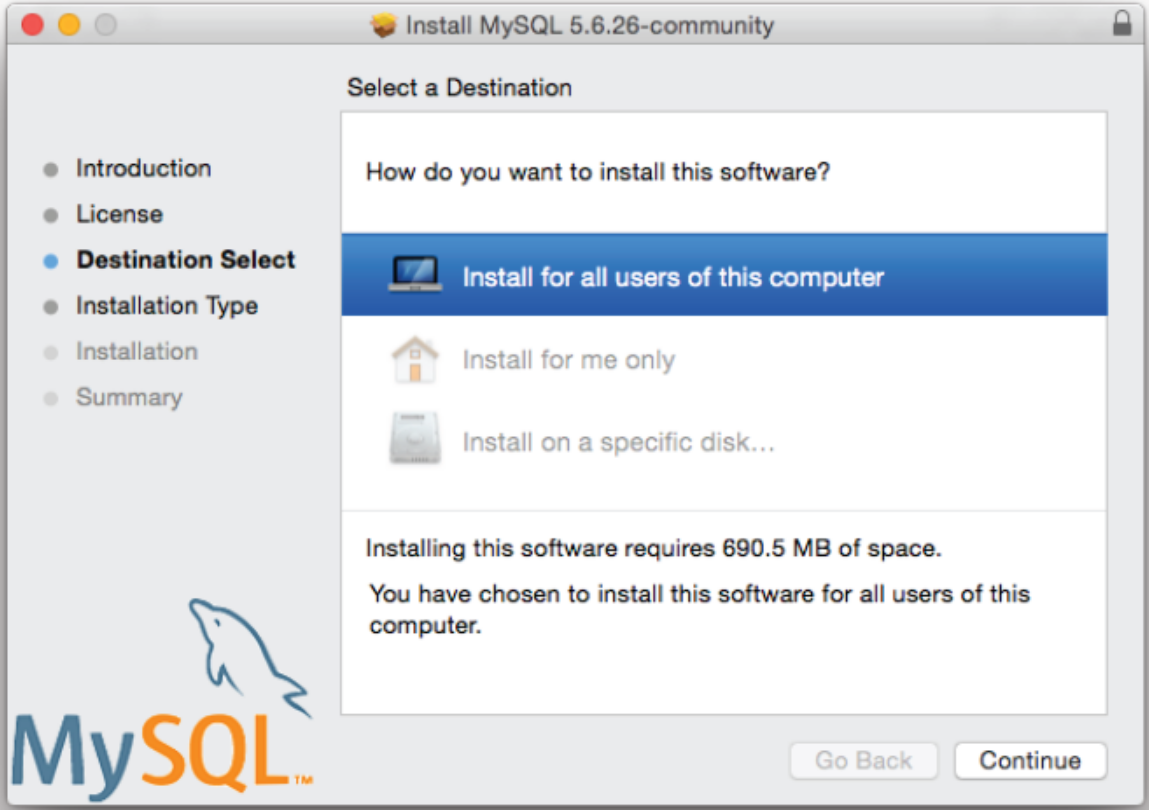 MySQL Package Installer : Destination Select (설치 위치 변경)