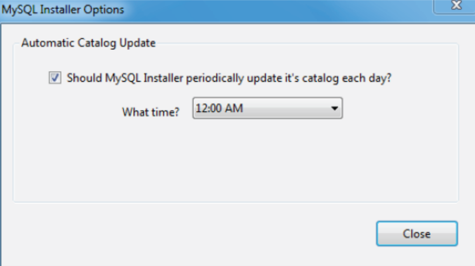 MySQL Installer - 카탈로그 스케줄러 구성